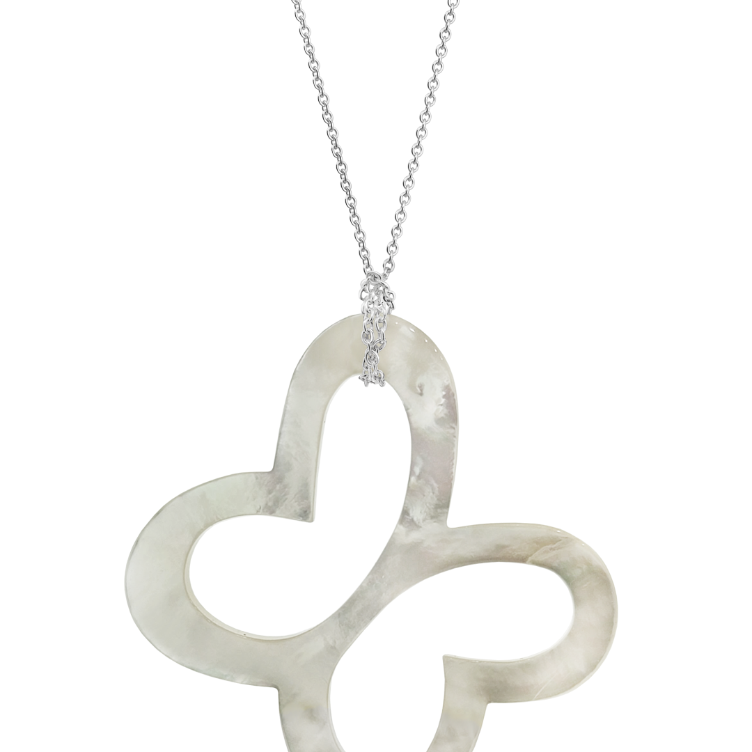 Dije Plata 925 Mariposas de Piedra Mariposa Madreperla con Cadena