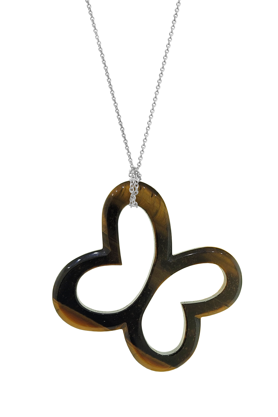 Dije Plata 925 Mariposas de Piedra Mariposa Ojo de Tigre con Cadena