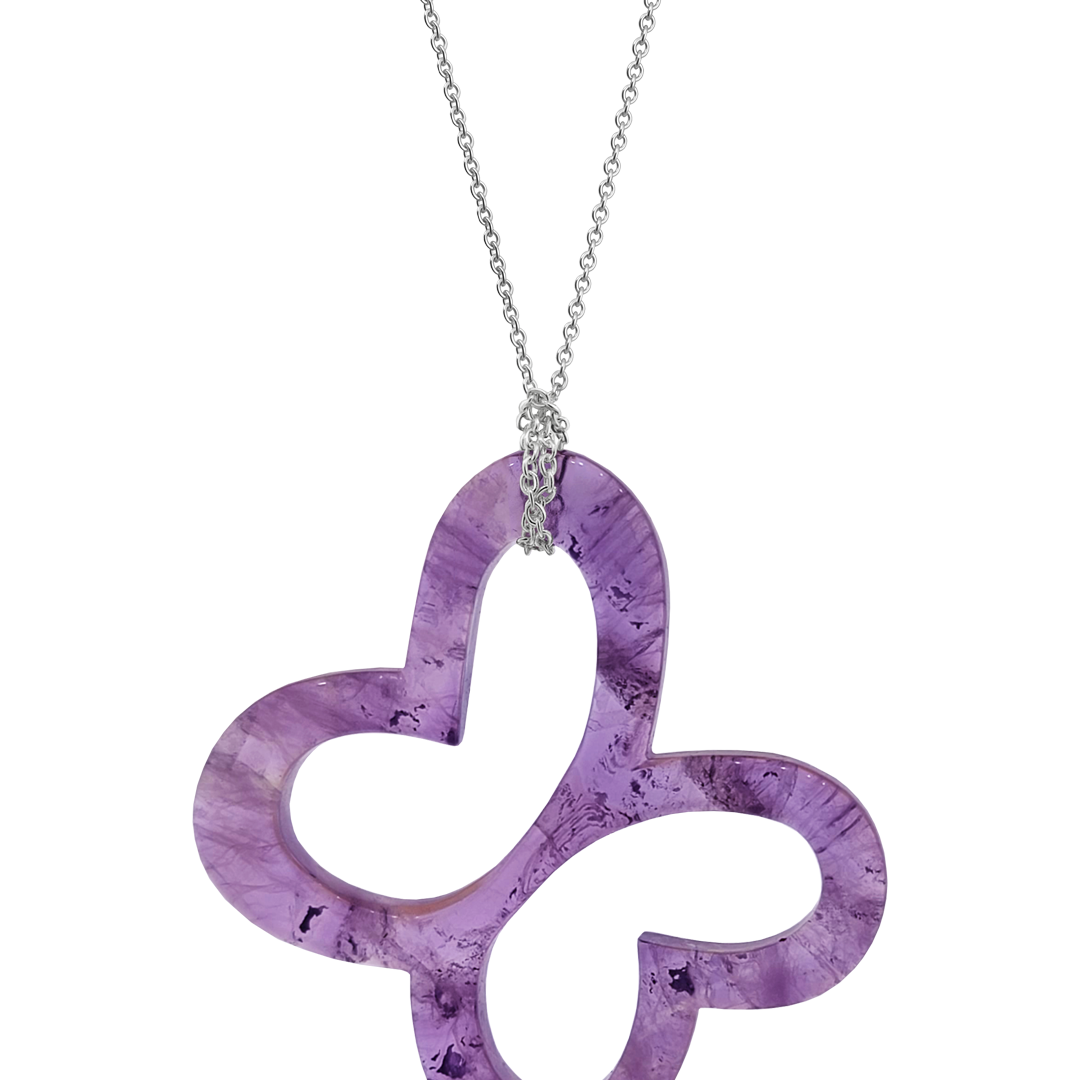 Dije Plata 925 Mariposas de Piedra Mariposa Amatista con Cadena