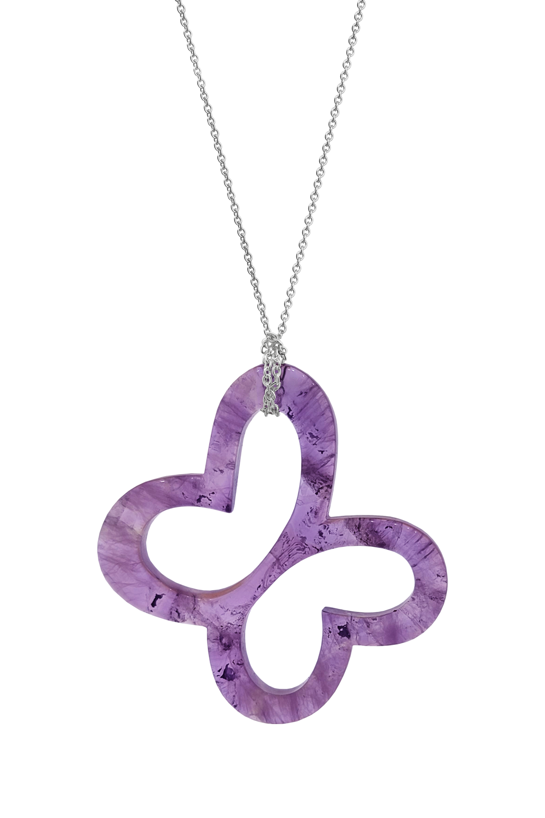 Dije Plata 925 Mariposas de Piedra Mariposa Amatista con Cadena