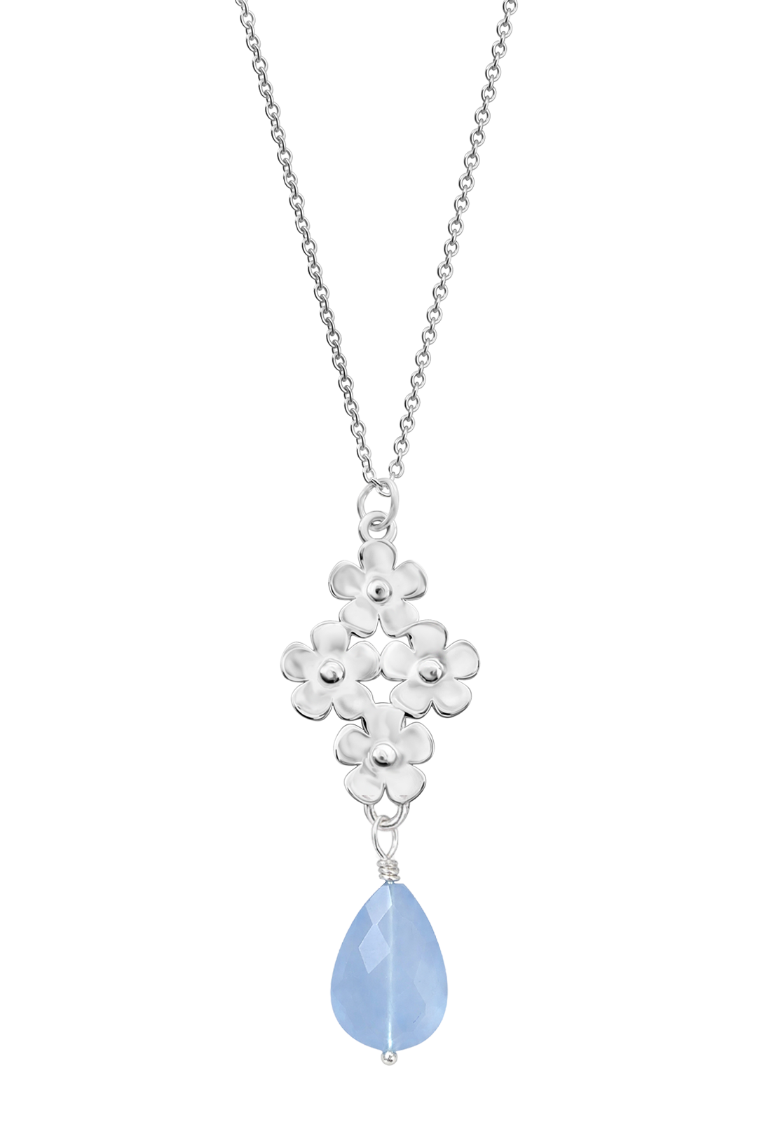 Dije Plata 925 Linda 4 Flores con Cuarzo Azul - Tanya Moss