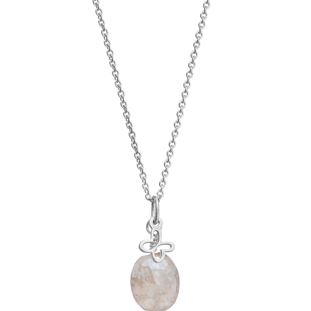 Dije Plata 925 Mini Mariposa Mariposa con Piedra Luna Durazno