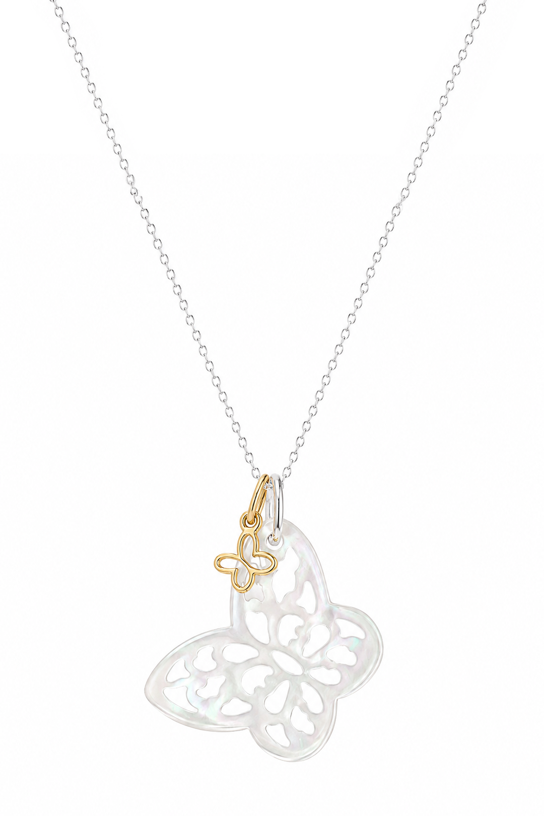 Dije Plata 925 Perlas 2026 MOP Mariposa y Mariposita Baño de Oro - Tanya Moss