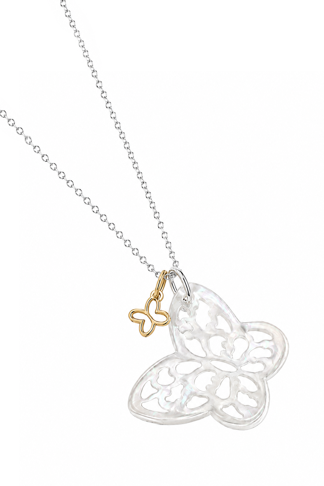 Dije Plata 925 Perlas 2026 MOP Mariposa y Mariposita Baño de Oro