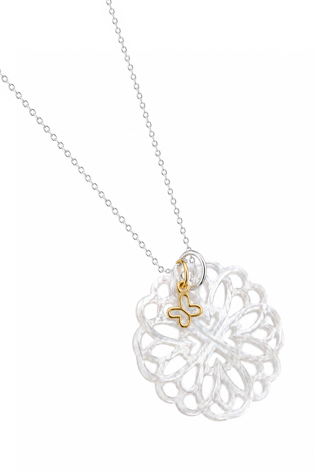 Dije Plata 925 Perlas 2026 MOP Flor y Mariposita Dorado
