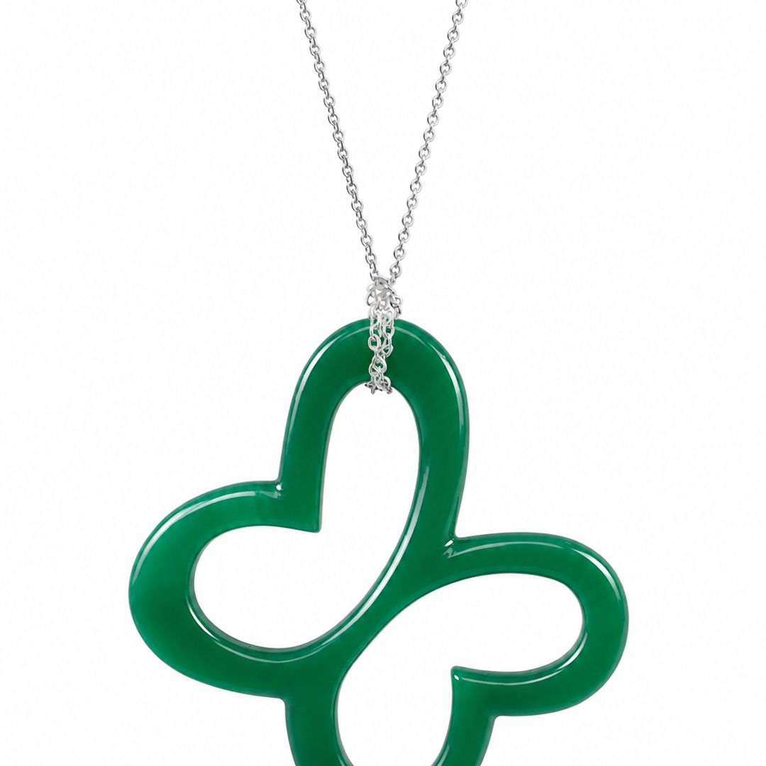Dije Plata 925 Mariposas de Piedra Mariposa Agata Verde