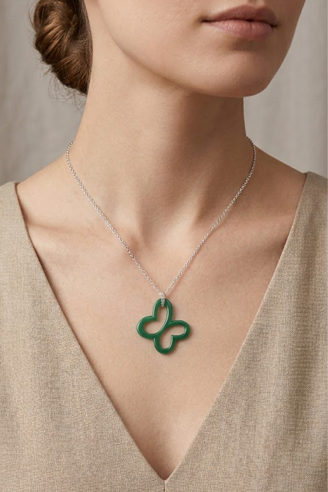 Dije Plata 925 Mariposas de Piedra Mariposa Agata Verde