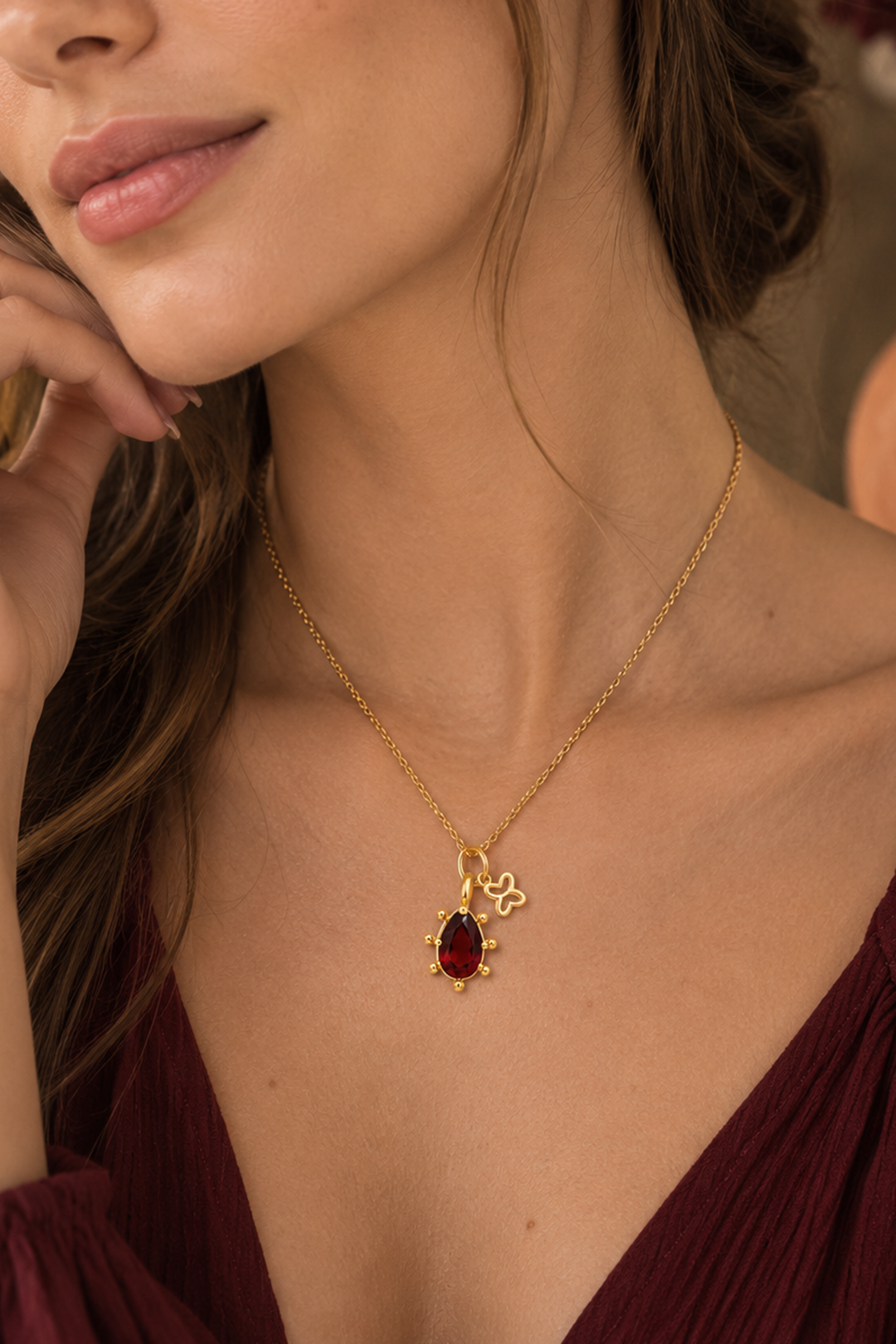 Dije Icónica Amatista Bolitas Con Mariposa