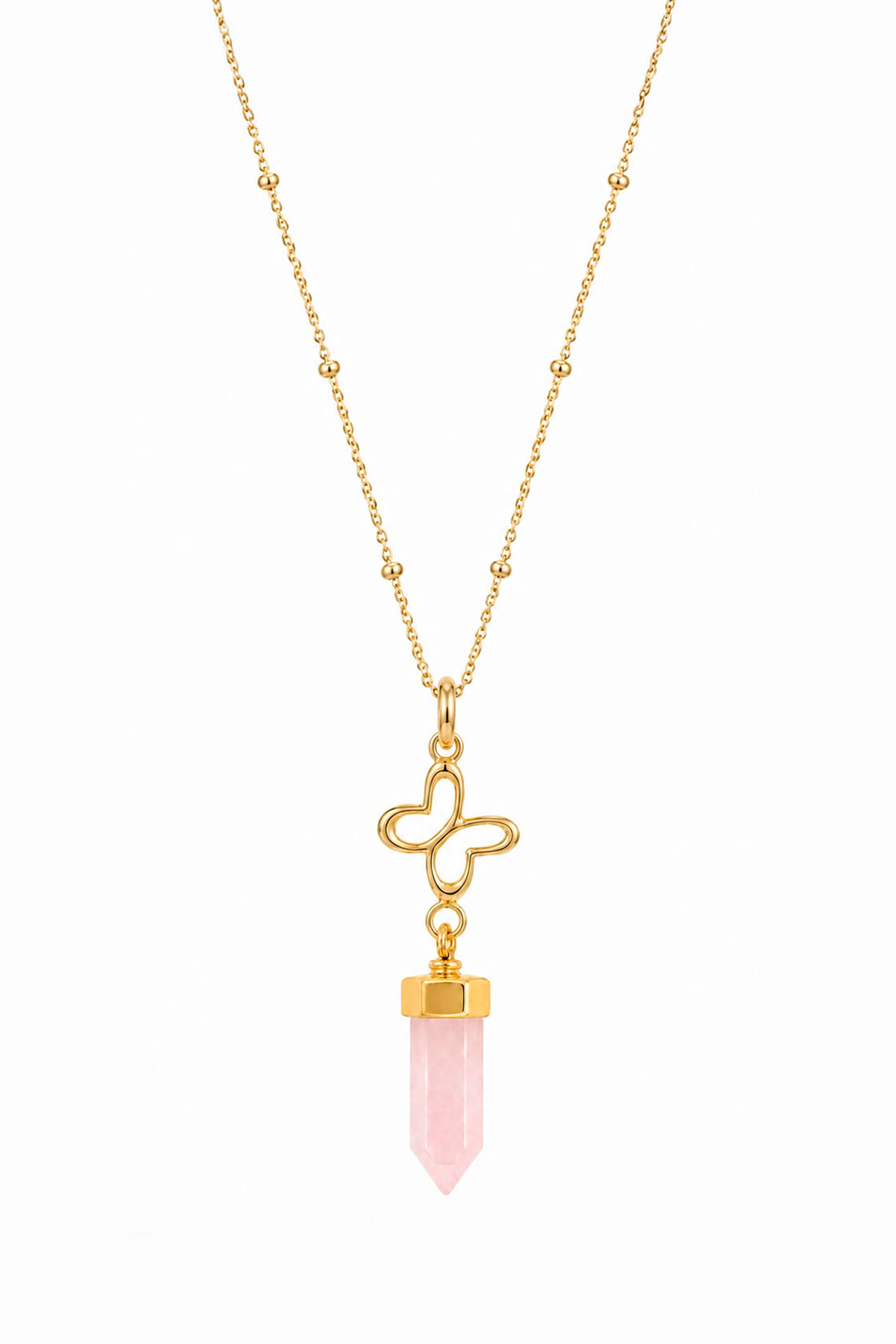 Dije Icónica Mariposa Cuarzo Rosa