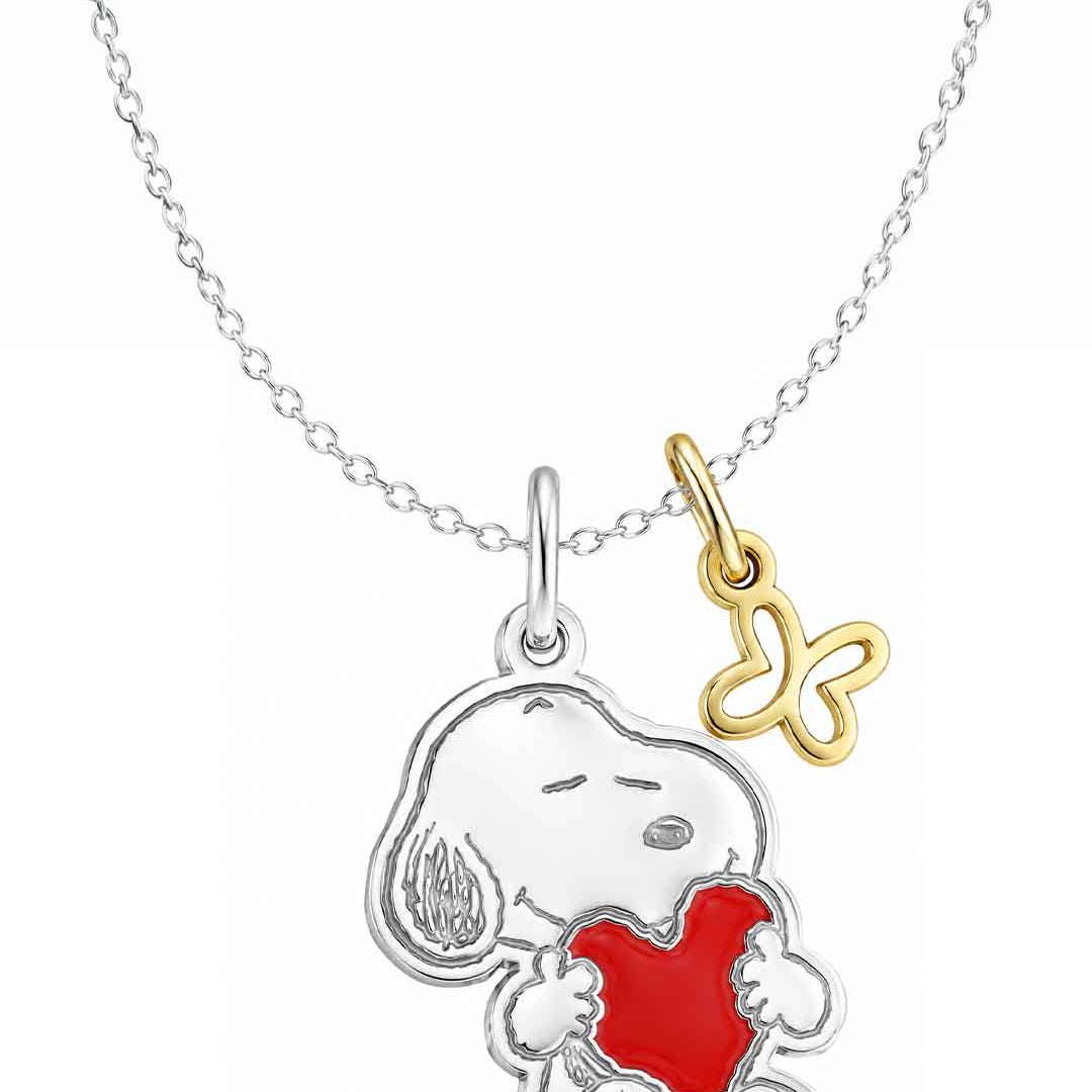 Dije Snoopy Corazón Y Mariposa