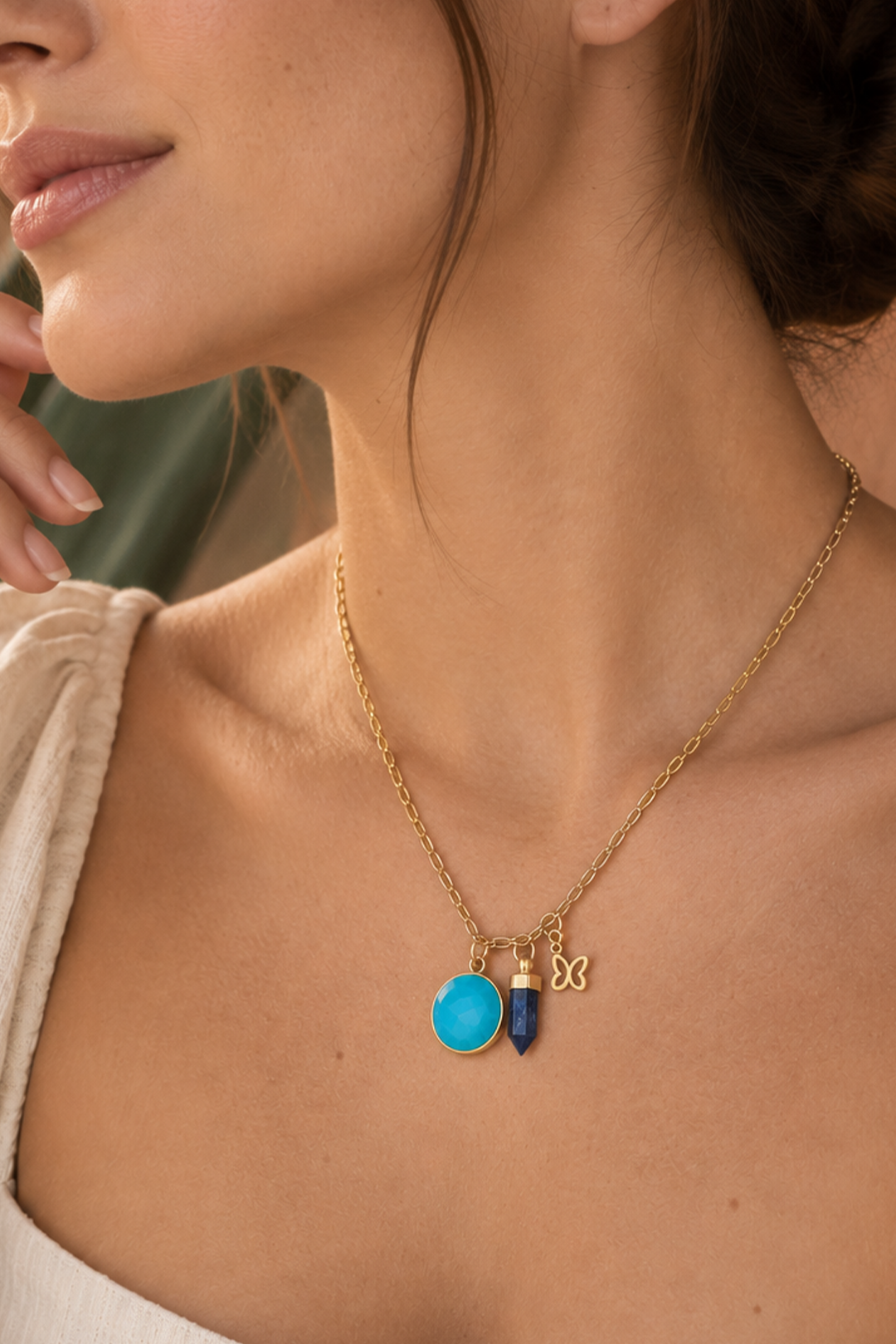 Dije Icónica 3 Charms piedra y Mariposa