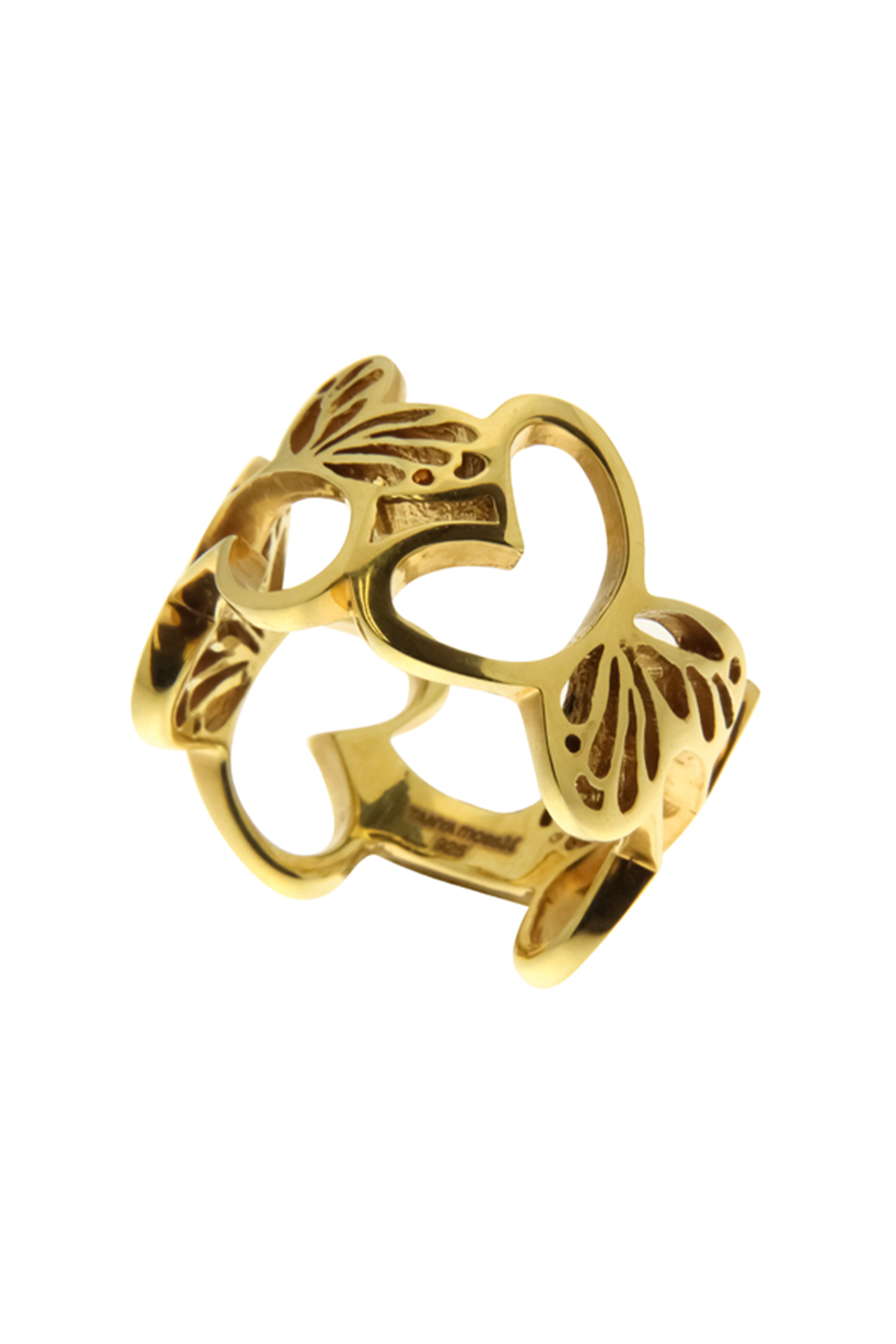 Anillo Esenciales Banda Mariposas Monarca Dorado