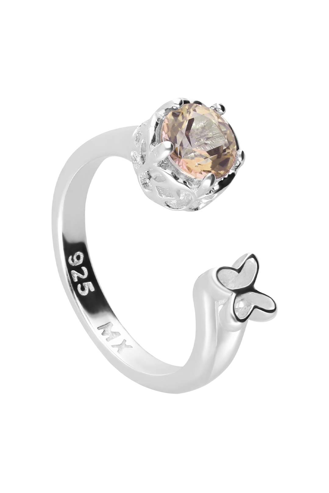 Anillo Plata 925 Valeska Topacio Misty Rose - Tanya Moss