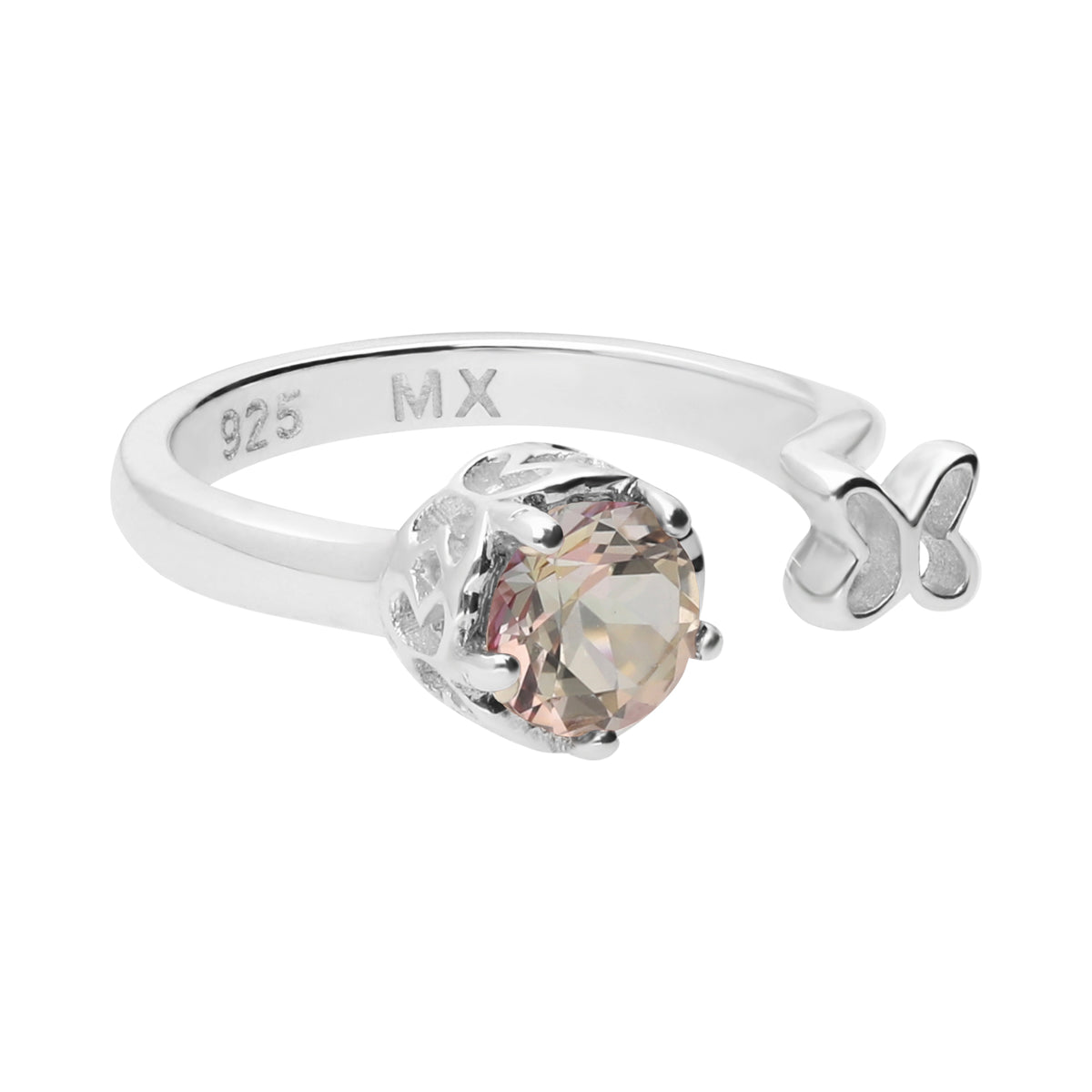 Anillo Valeska Mariposa Con Topacio Misty Rose M-G