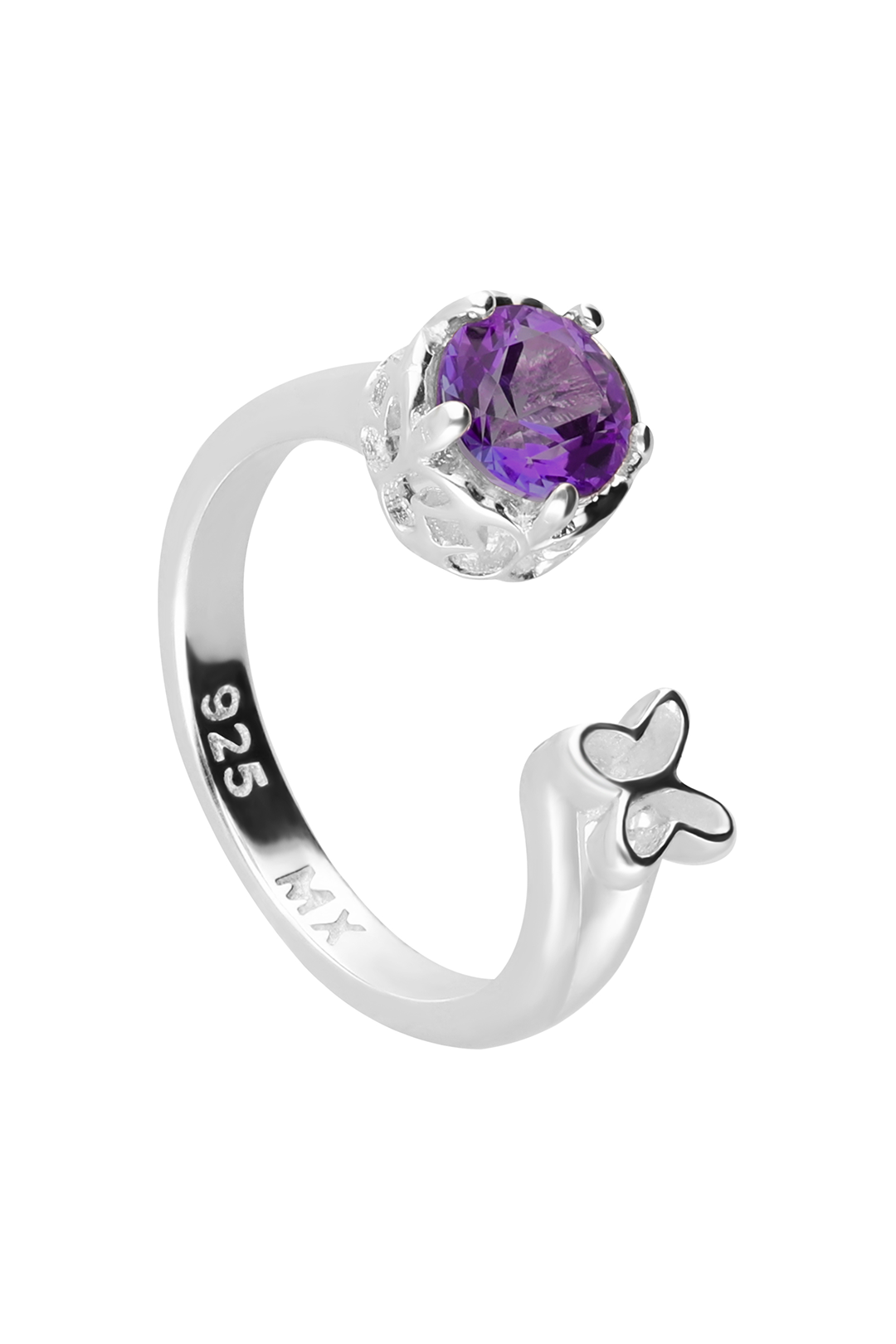 Anillo Plata 925 Valeska Mariposa Con Topacio Violeta - Tanya Moss