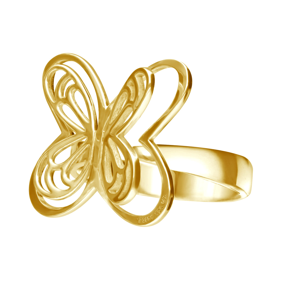 Anillo Mujer Plata 925 Aurora Mariposa Dorado