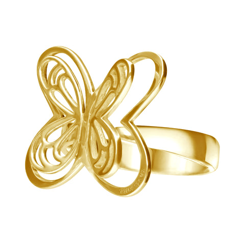 Anillo Mujer Plata 925 Aurora Mariposa Dorado