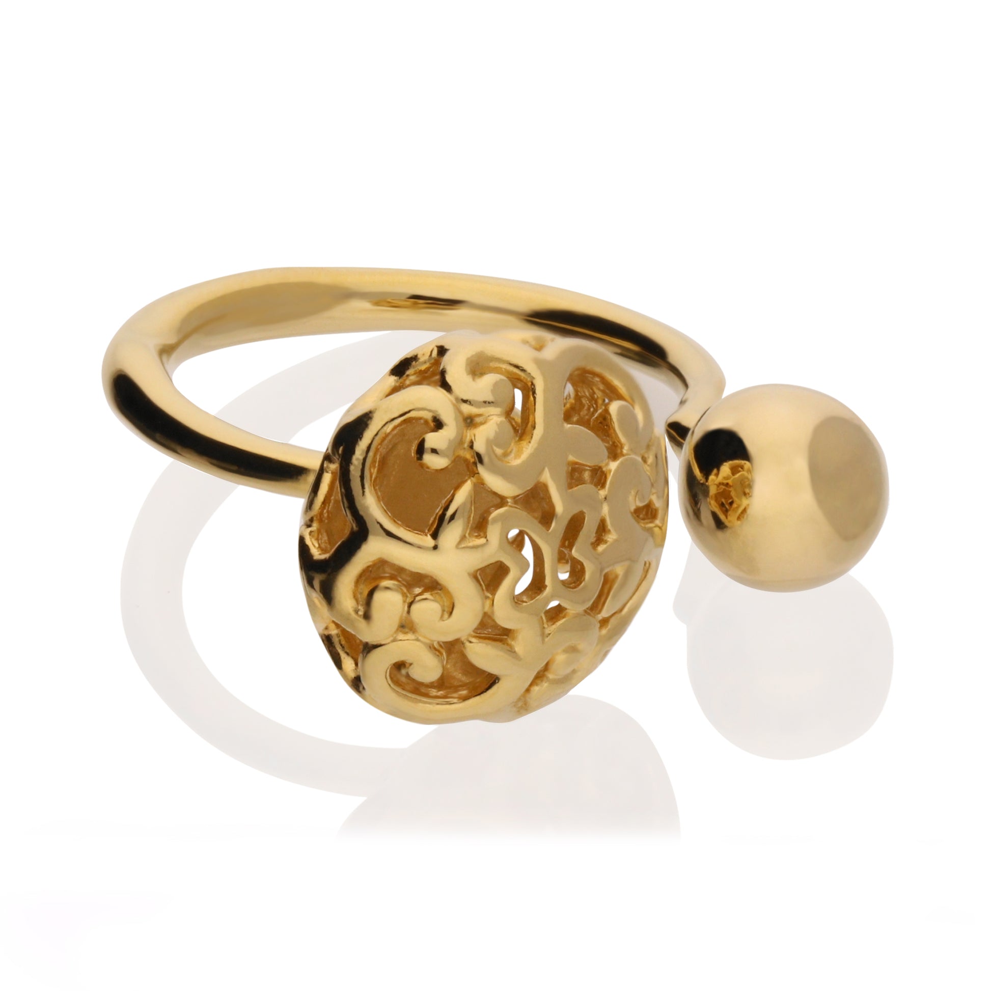 Anillo Plata 925 Elia Esfera Dorado