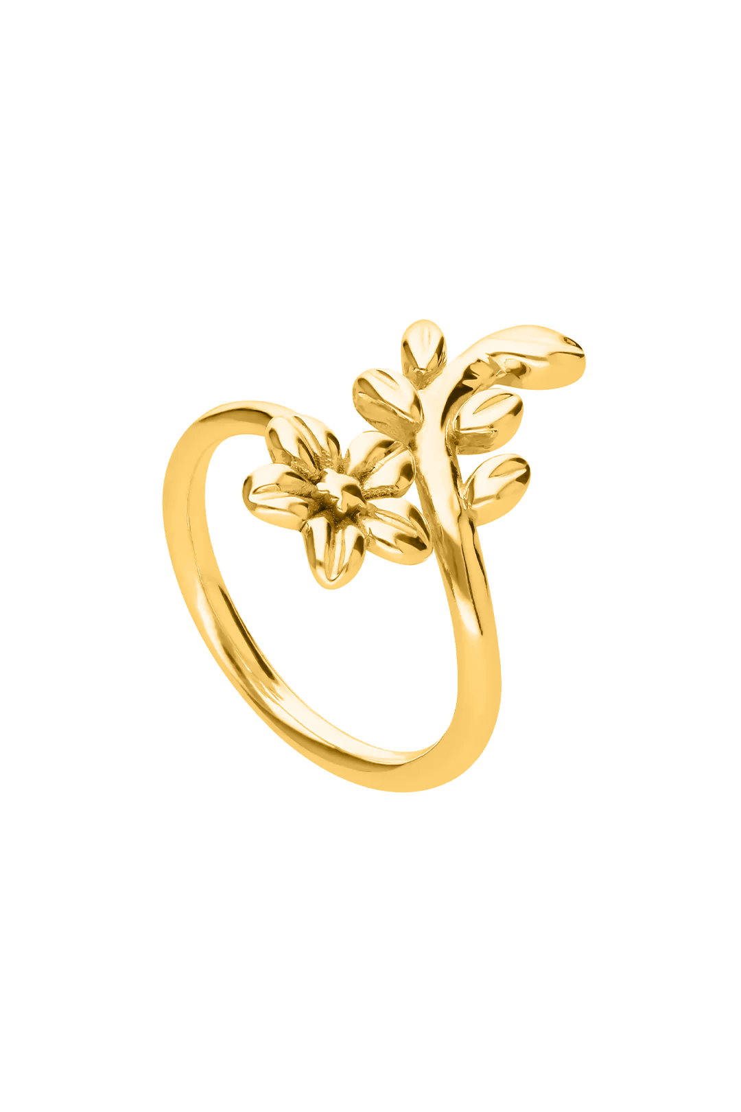 Anillo Plata 925 Mensaje Amor Cruzado Flor Hojas Dorado