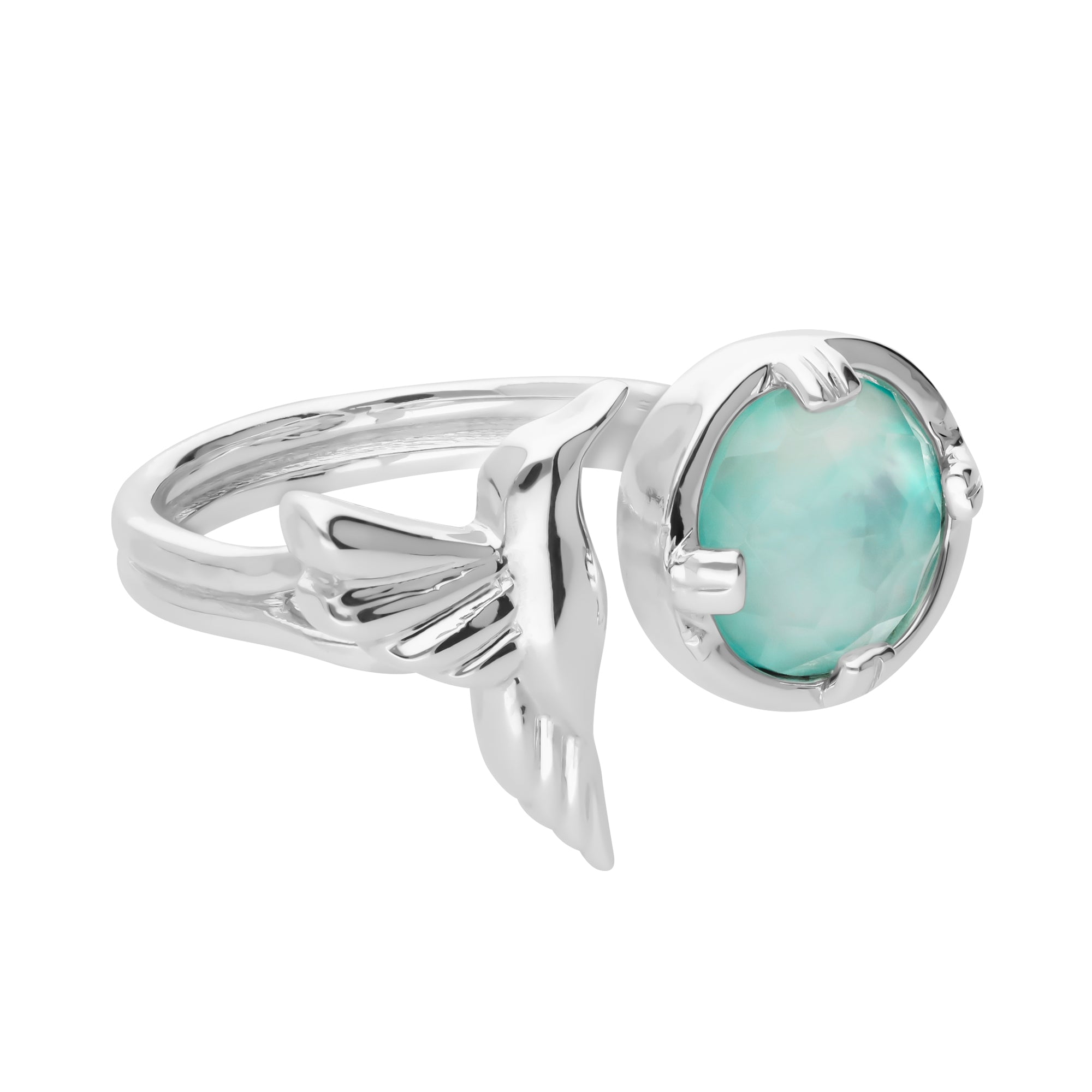 Anillo Plata 925 Mensaje de Amor Colibrí Con Madreperla Verde - Tanya Moss