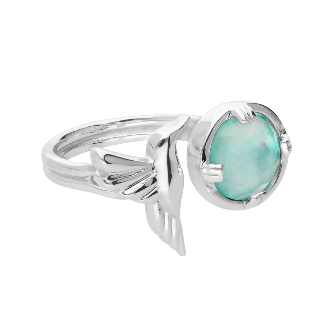 Anillo Plata 925 Mensaje de Amor Colibrí Con Madreperla Verde