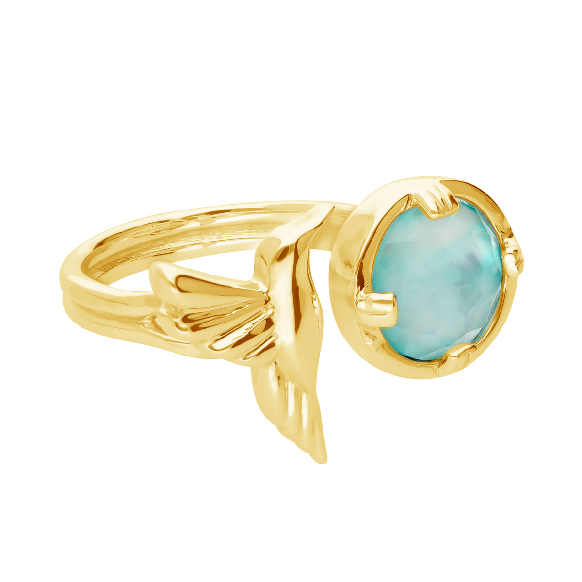 Anillo Mensaje de Amor Colibrí Madreperla Grande Dorado