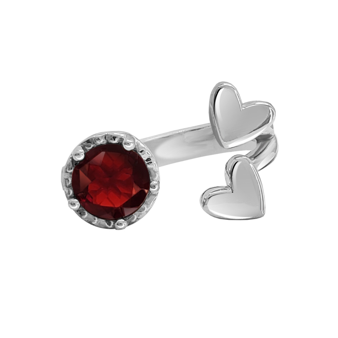 Anillo Plata 925 Amoret Corazon Granate - Tanya Moss