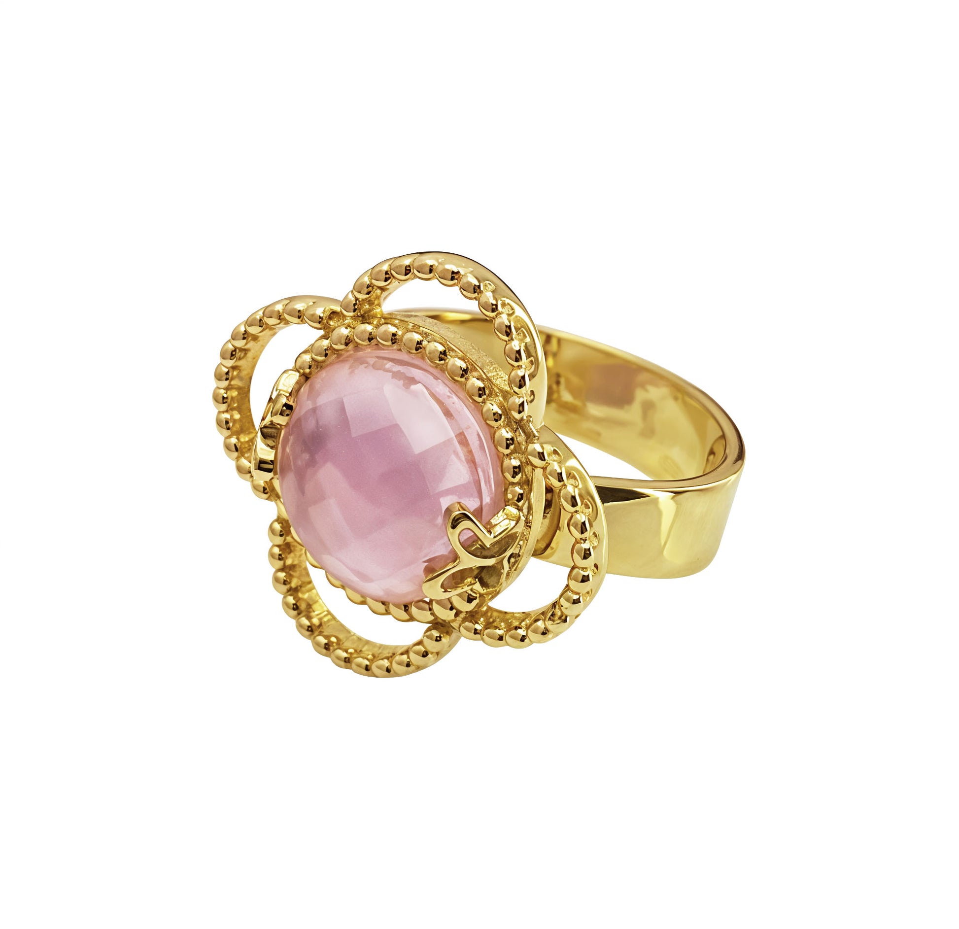 Anillo Plata 925 Rose Mariposa Mop Cristal Dorado - Tanya Moss