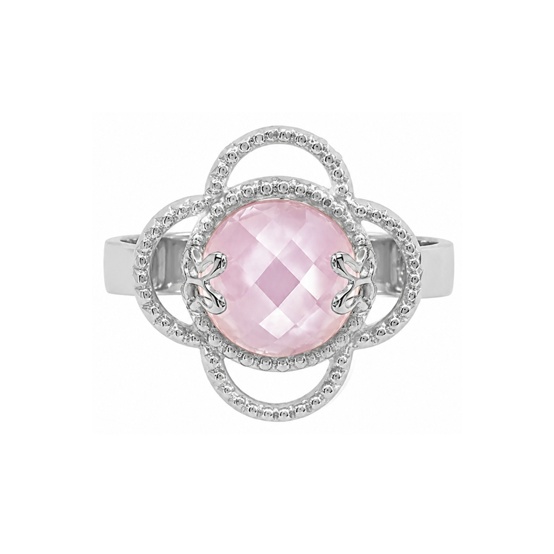 Anillo Plata 925 Rosé Mariposa Madreperla Cuarzo