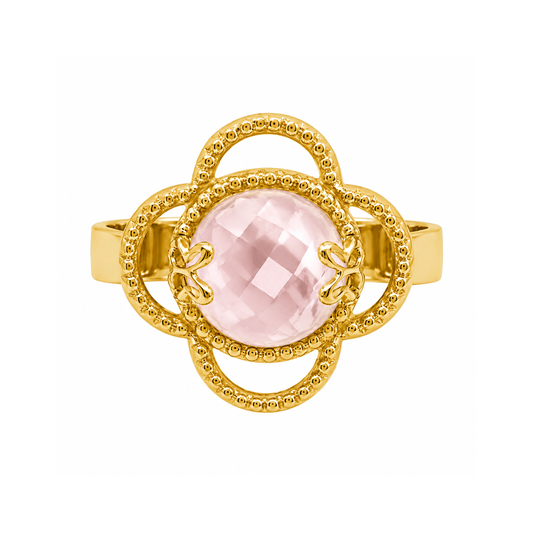 Anillo Plata 925 Rosé Mariposa Madreperla con Cuarzo Dorado