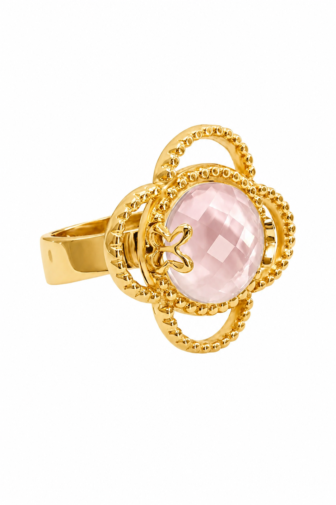 Anillo Plata 925 Rosé Mariposa Madreperla con Cuarzo Dorado