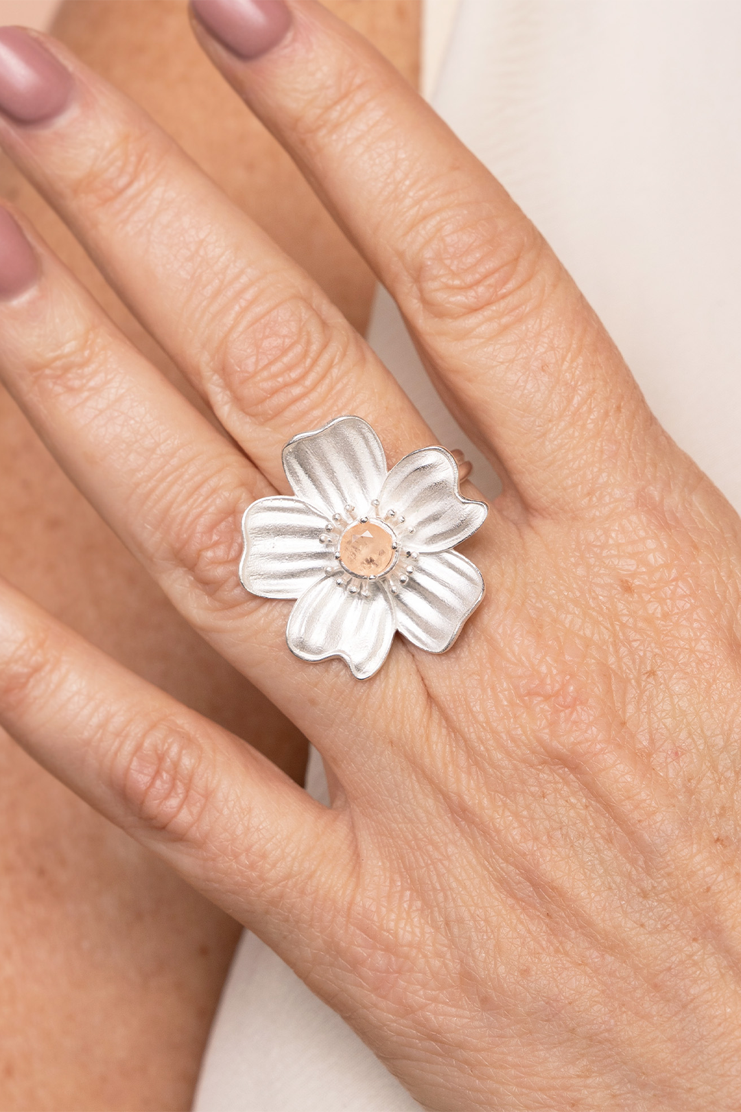 Anillo Plata 925 Florecer con Topacio Champange - Tanya Moss