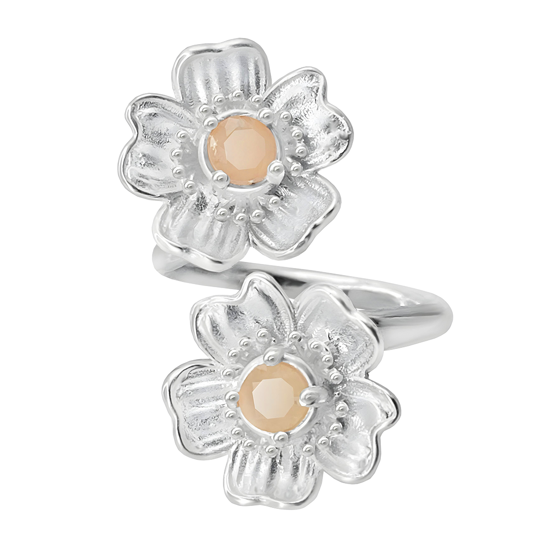 Anillo Plata 925 Dos Flores con Topacio Florecer - Tanya Moss