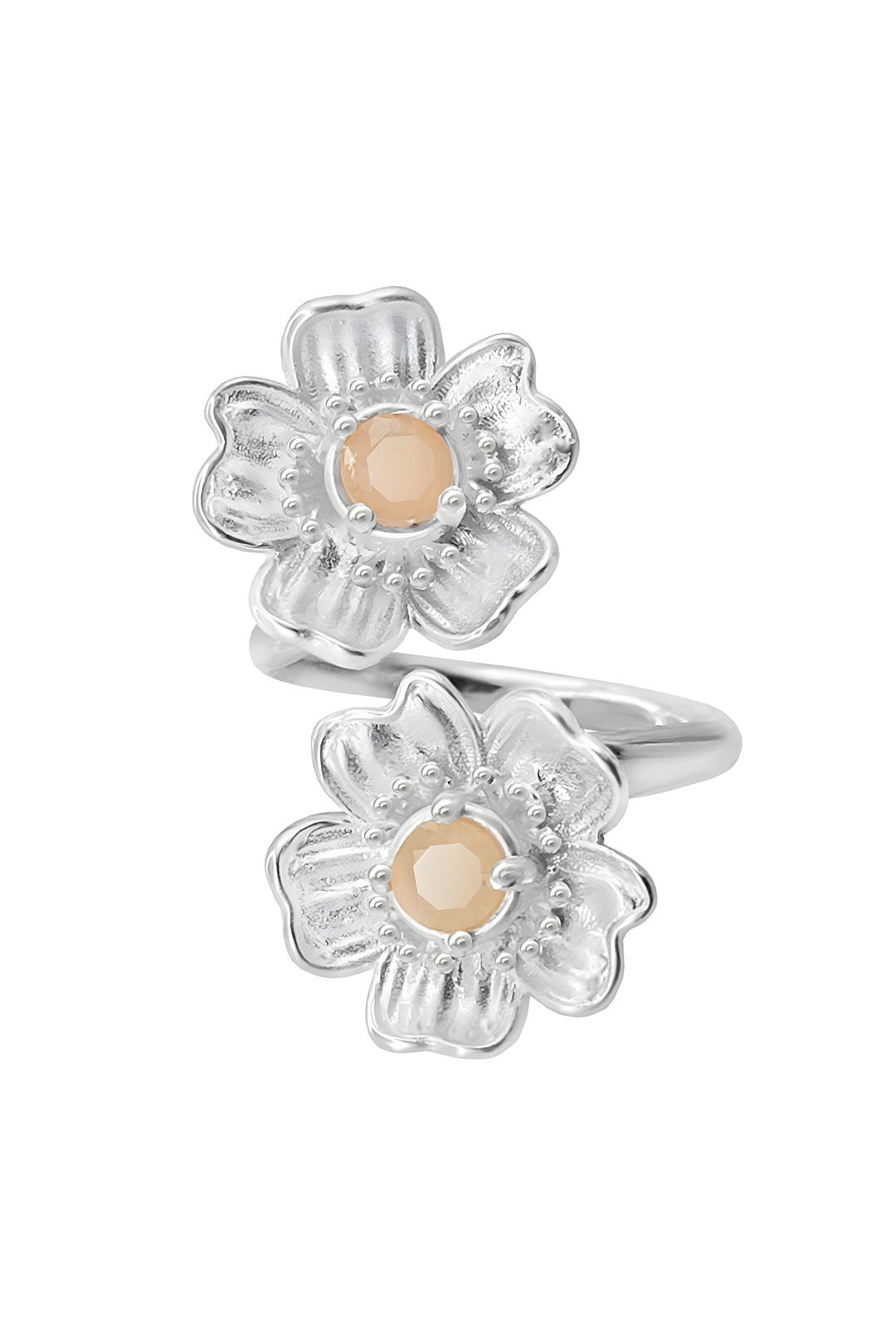 Anillo Plata 925 Dos Flores con Topacio Florecer - Tanya Moss