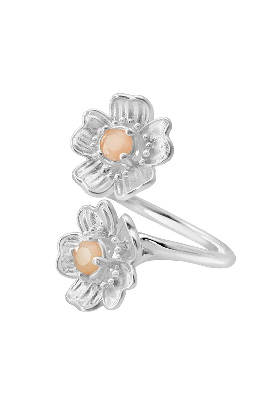 Anillo Plata 925 Dos Flores con Topacio Florecer - Tanya Moss
