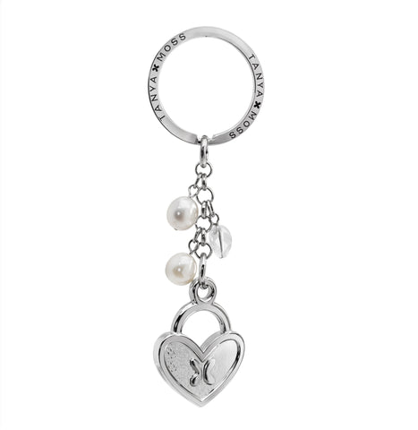 Llavero Mujer Metal Candado Corazon Perla