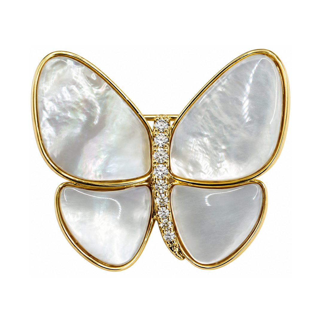 Prendedor de mariposa con madreperla