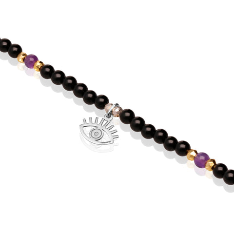 Pulsera Mujer Plata 925 Carisma Ojo / Amatista / Espinel Negro