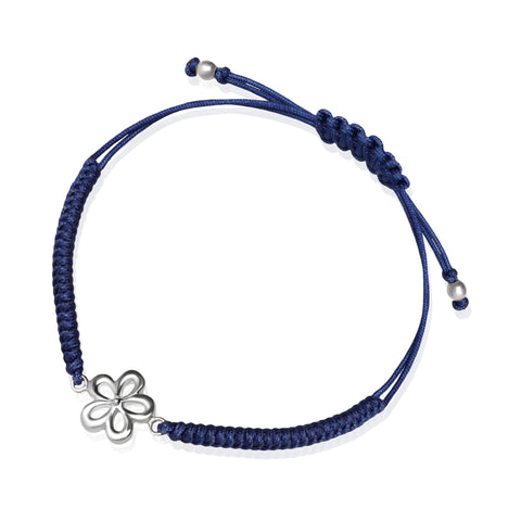 Pulsera Mujer Plata 925 Alegria Flor Tejida Azul Electrico