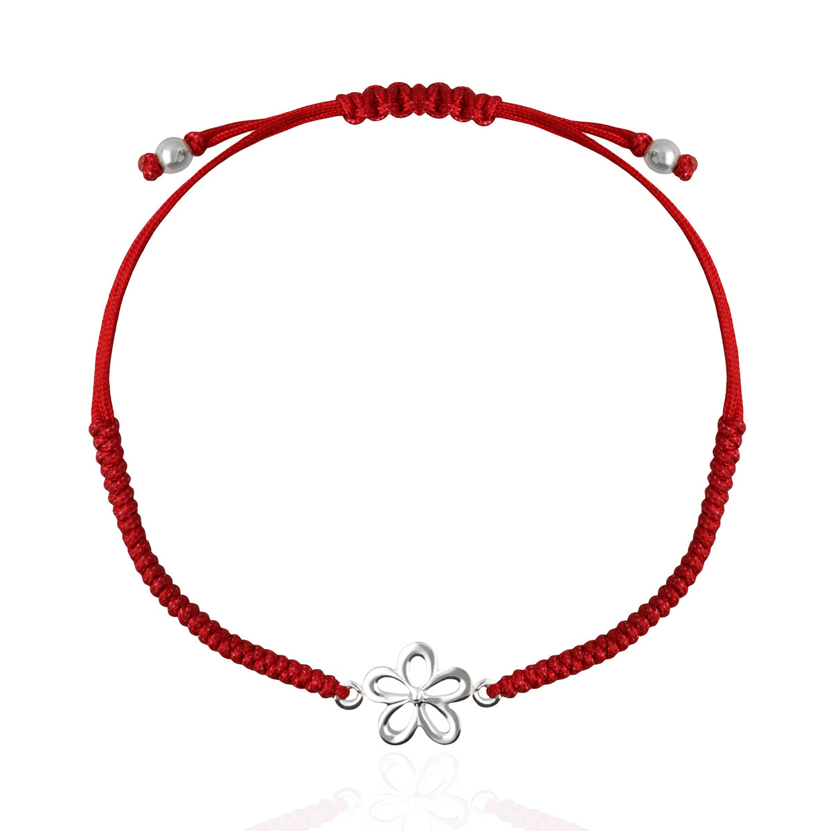 Pulsera Mujer Plata 925 Alegria Flor Tejida Roja