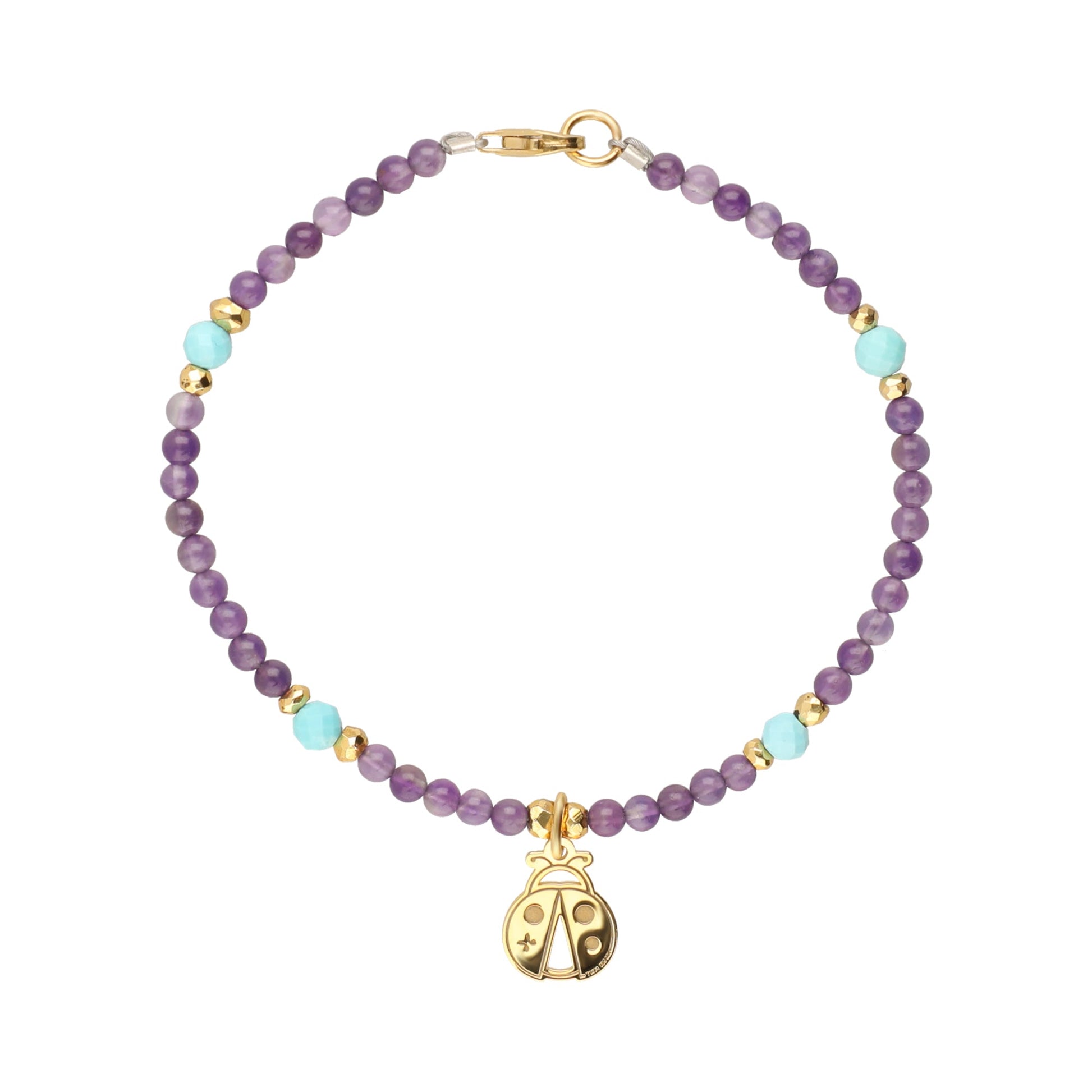 Pulsera Mujer Plata 925 Carisma Catarina Bano Oro Amatista / Turquesa - Tanya Moss