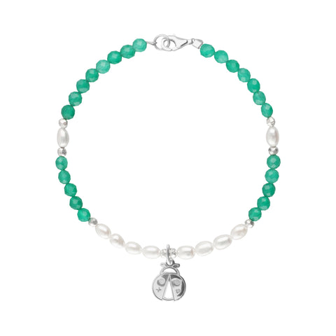 Pulsera Mujer Plata 925 Carisma Catarina Agata Verde / Perla