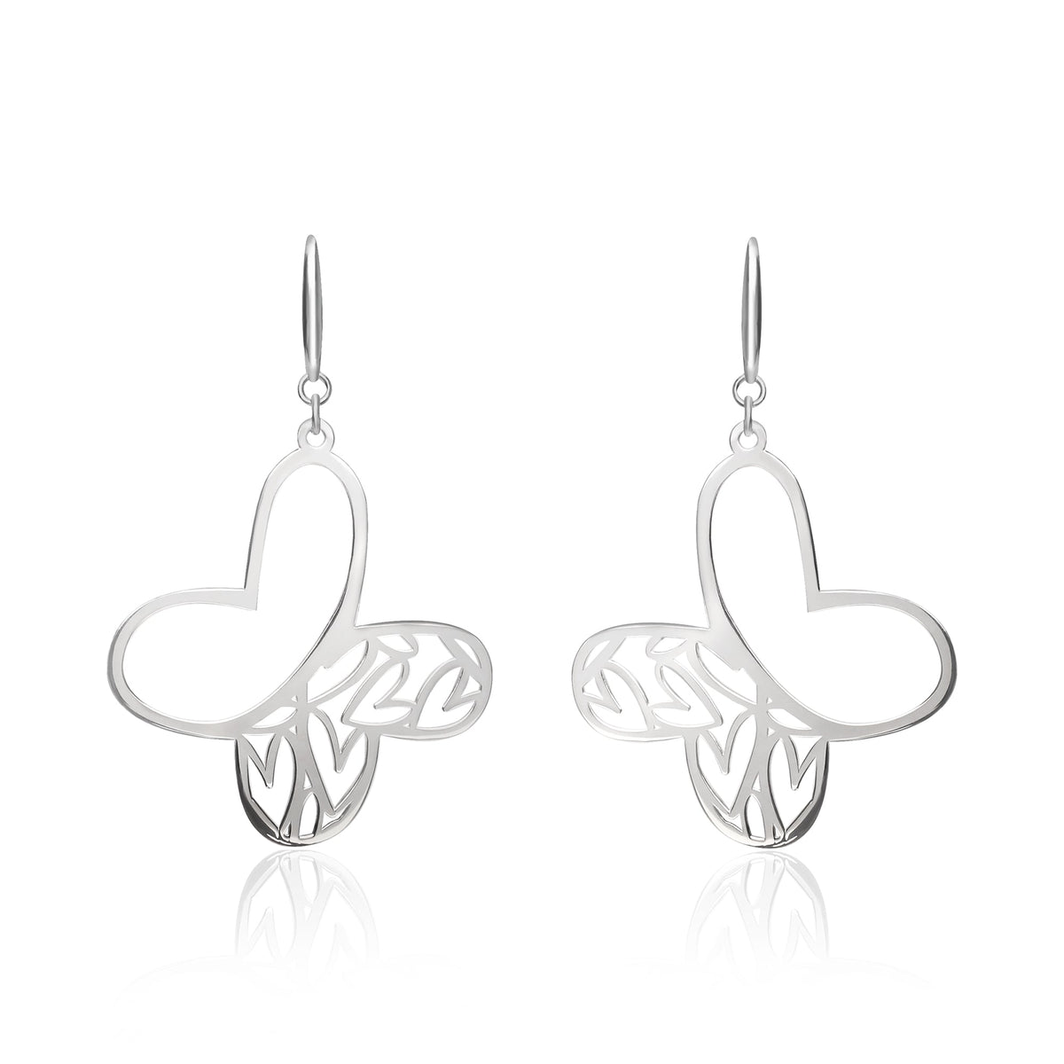 Aretes Mujer Plata 925 Amor Vuelo Mariposa