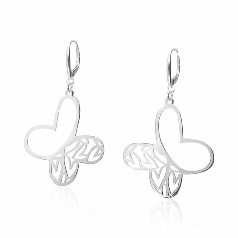 Aretes Mujer Plata 925 Amor Vuelo Mariposa