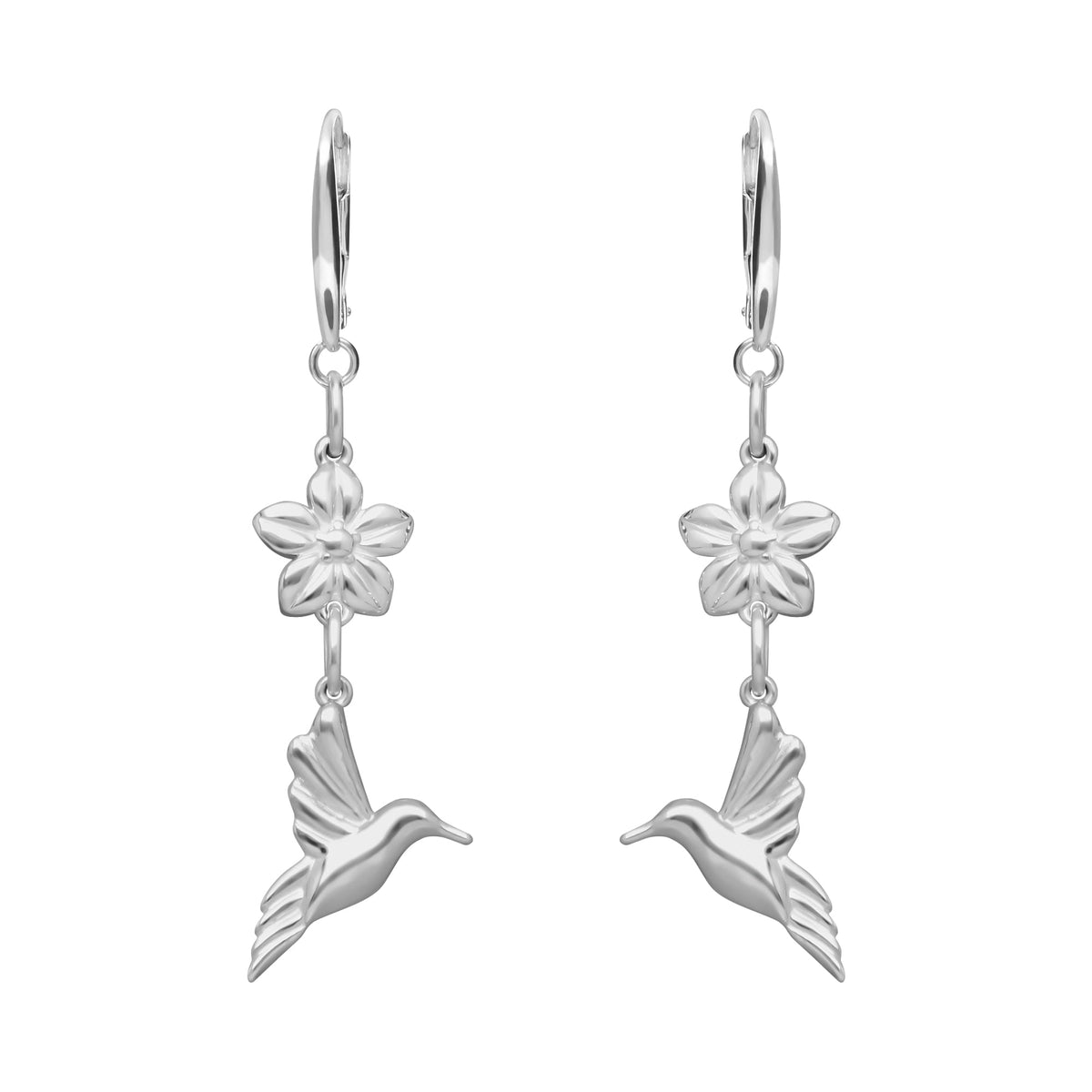 Aretes Mujer Plata 925 Mensaje Amor Dobles Flor Colibri