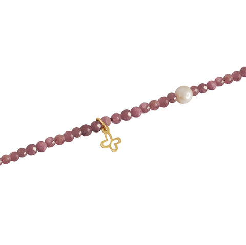 Pulsera Mujer Oro 14K Oro Finito Mariposa Turmalina / Perla