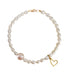 Pulsera Mujer Oro 14K Oro Finito Corazon Perla Blanca / Rosa - Tanya Moss
