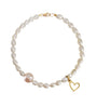 Pulsera Mujer Oro 14K Oro Finito Corazon Perla Blanca / Rosa - Tanya Moss