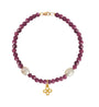 Pulsera Mujer Oro 14K Oro Finito Trebol Rubi / Perla - Tanya Moss