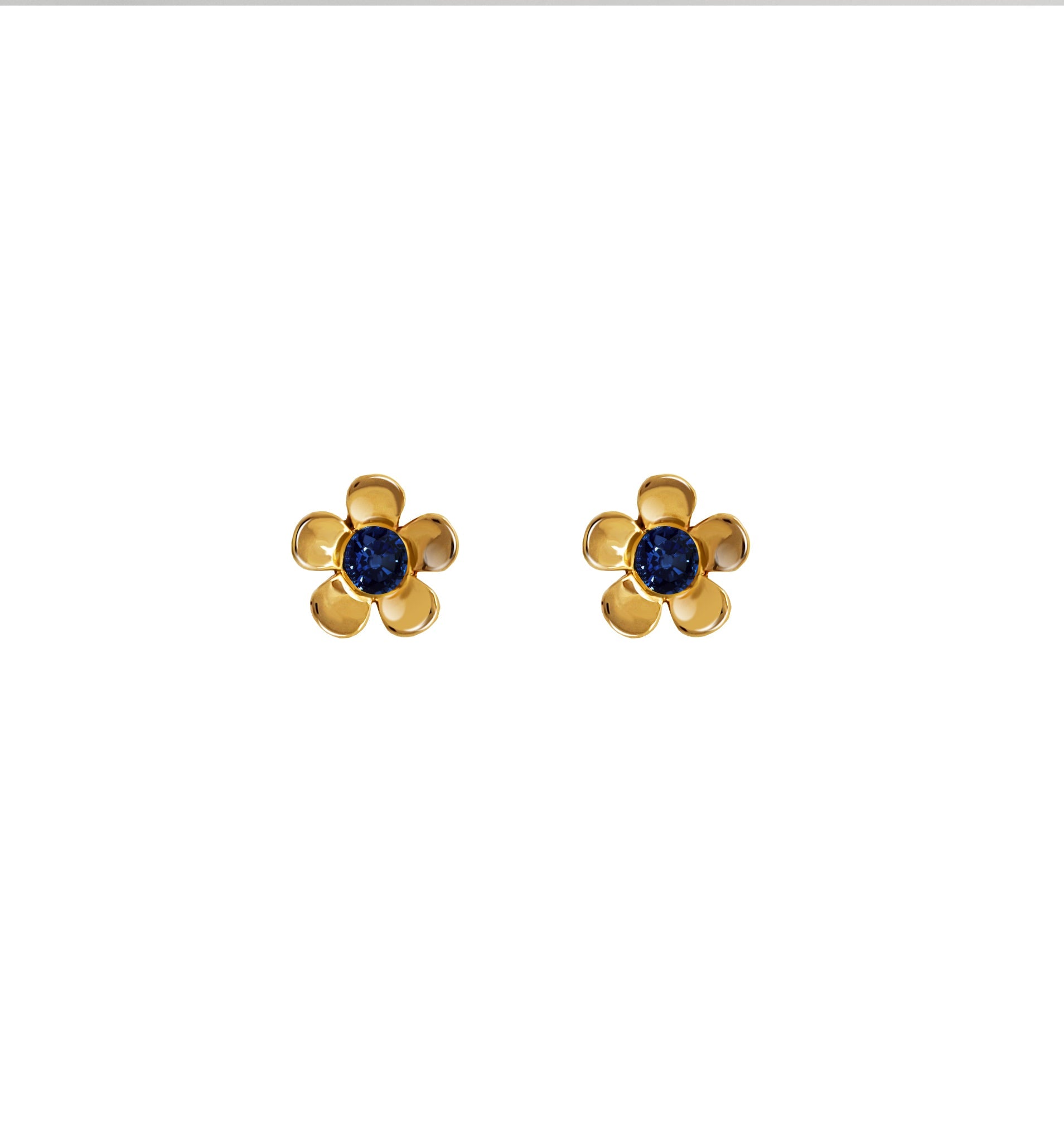 Broqueles Mujer Oro 14K Oro Flor Zafiro